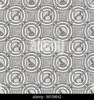 Seamless pattern with tribal boho ornate circle ornament. Vector trendy pattern Stock Vector