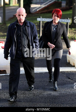 Tracy Lewis and brother Tony Benton who are the sister and twin brother of Private Sean Benton arrive at Woking Coroners Court in Surrey to give evidence in the inquest into his death at Deepcut barracks. Stock Photo