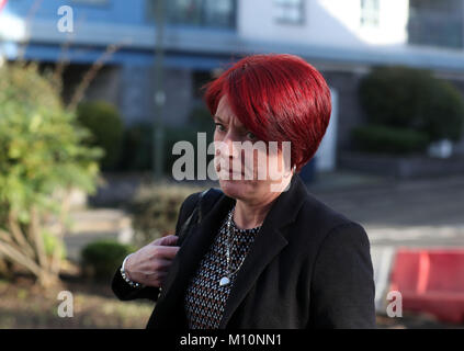 Tracy Lewis the sister of Private Sean Benton arrive at Woking Coroners Court in Surrey to give evidence in the inquest into his death at Deepcut barracks. Stock Photo