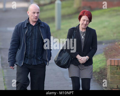 Tracy Lewis and brother Tony Benton who are the sister and twin brother of Private Sean Benton arrive at Woking Coroners Court in Surrey to give evidence in the inquest into his death at Deepcut barracks. Stock Photo