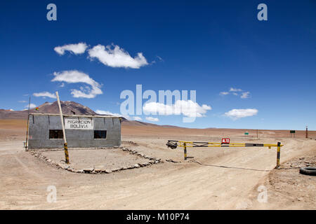 Sur L’pez or Sud L’pez Province, Altiplano of Bolivia, 2011: border post between Bolivia and Chile Stock Photo