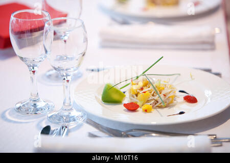 Served table in the restaurant Stock Photo