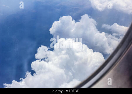 View white tender clouds from airplane at day Stock Photo