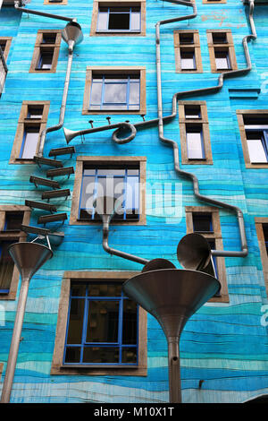 Creative architecture in the Kunsthofpassage, Hof der Elemente, court of the elements in der Kunsthofpassage, Aeußere Neustadt, outer new town, Antons Stock Photo