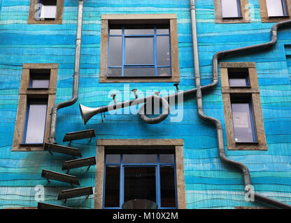 Creative architecture in the Kunsthofpassage, Hof der Elemente, court of the elements in der Kunsthofpassage, Aeußere Neustadt, outer new town, Antons Stock Photo