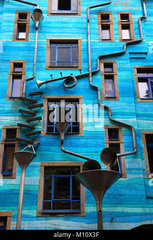 Creative architecture in the Kunsthofpassage, Hof der Elemente, court of the elements in der Kunsthofpassage, Aeußere Neustadt, outer new town, Antons Stock Photo