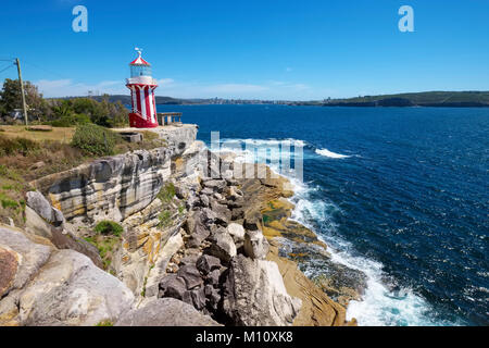 View of the Hornby Lighthouse, North Head and Manly, South Head, Watsons Bay, Sydney, Australia. Stock Photo