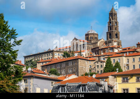 Le Puy Cathedral, a Roman Catholic church in Le Puy-en-Velay, Auvergne, France. It is UNESCO World Heritage Site along France's Santiago pilgrimage ro Stock Photo