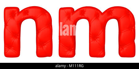 Luxury red leather font M N letters isolated on white Stock Photo