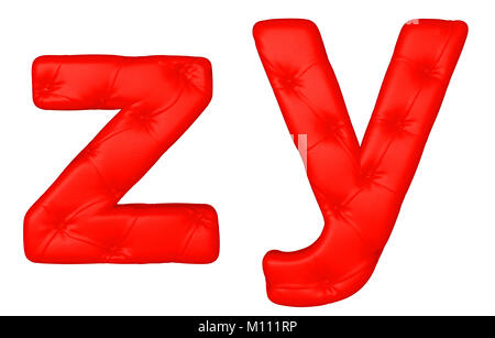 Luxury red leather font Y Z letters isolated on white Stock Photo