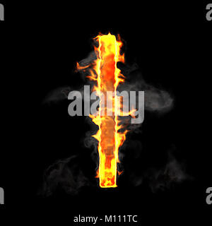 Burning and flame font L letter over black background Stock Photo