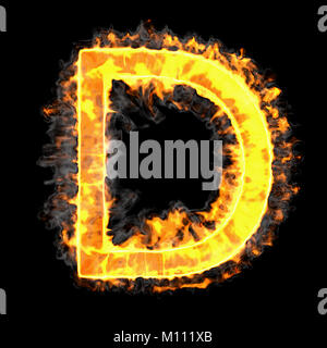 Burning and flame font D letter over black background Stock Photo