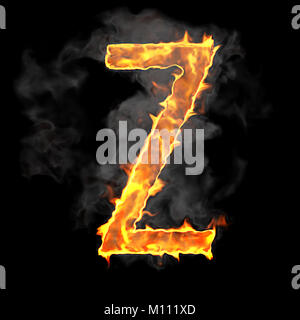 Burning and flame font Z letter over black background Stock Photo