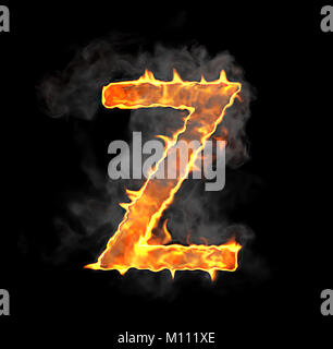 Burning and flame font Z letter over black background Stock Photo