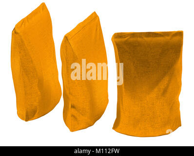 Three Golden packs for coffee or tea isolated on white Stock Photo