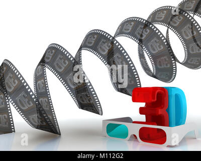 3D television - glasses and abstract film swirl Stock Photo