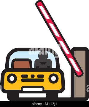 Car at Open Barrier Gate Stock Vector