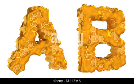 Honey font A and B letters isolated over white Stock Photo