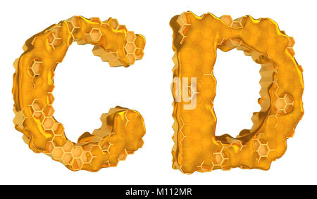 Honey font C and D letters isolated over white Stock Photo