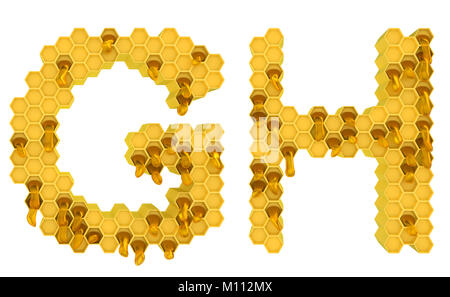 Honey font G and H letters isolated over white Stock Photo