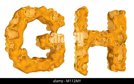 Honey font G and H letters isolated over white Stock Photo