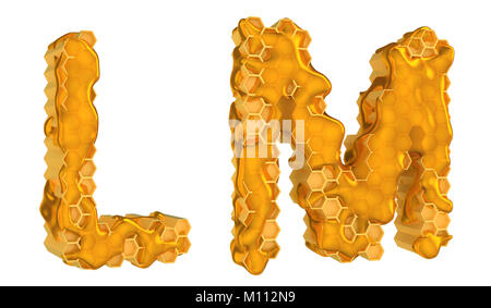 Honey font L and M letters isolated over white Stock Photo