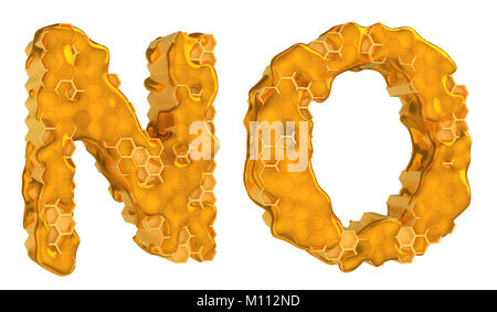 Honey font N and O letters isolated over white Stock Photo