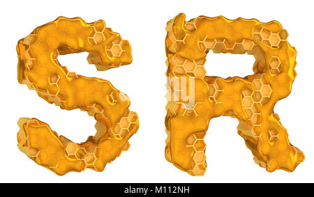 Honey font R and S letters isolated over white Stock Photo