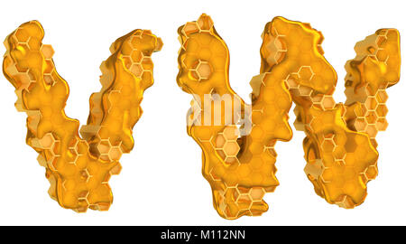 Honey font V and W letters isolated over white Stock Photo