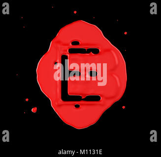 Red blob E letter over black background. Large resolution Stock Photo