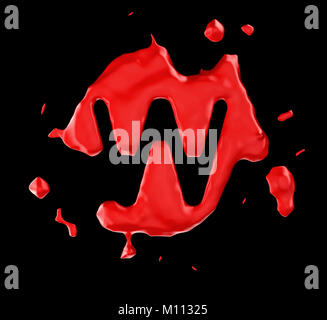 Red blob W letter over black background. Large resolution Stock Photo