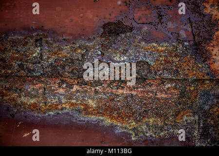 On the old brown sheet metal has a strong rust and corrosion Stock Photo