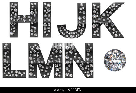 Diamond H, I, J, K, L, M, N letters with large gem. Other characters are in my portfolio Stock Photo
