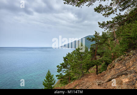 Lake Baikal on summer cloudy day in July. National Park. Irkutsk region. Russia Stock Photo