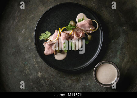 Veal with tuna sauce vitello tonnato Stock Photo