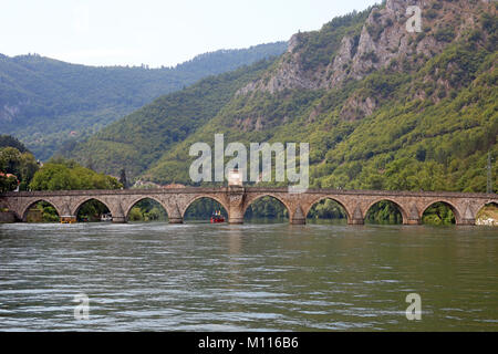 old stone bridge Visegrad Bosnia Stock Photo