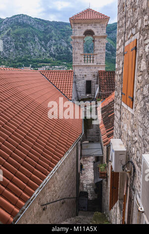 Old Town of Kotor coastal city, located in Bay of Kotor of Adriatic Sea, Montenegro Stock Photo