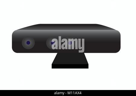 Illustration of motion detection system with a camera for video game consoles, vector of sensor able to detect motions and gestures of gamers/ games Stock Vector