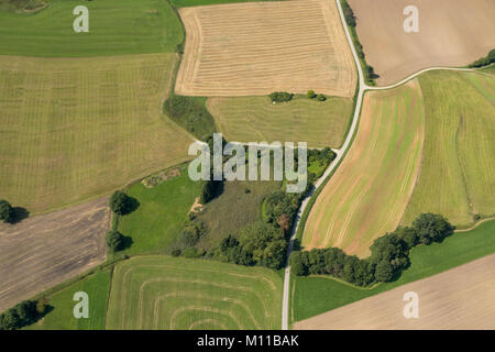 Aerial view of fields, Windach, Bavaria, Germany Stock Photo