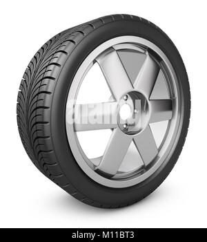 Modern wheel on a white background. 3d rendering. Stock Photo