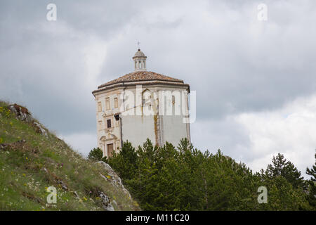 Beautiful church of Santa Maria della Pietà in Rocca Calascio, famous for the location of the famous Ladyhawke film in the province of L'Aquila, Abruz Stock Photo