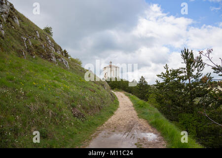 Beautiful church of Santa Maria della Pietà in Rocca Calascio, famous for the location of the famous Ladyhawke film in the province of L'Aquila, Abruz Stock Photo