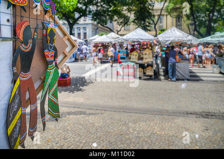 Wall hanging colourful Afro-Brazilian artworks for sale at Belo Horizonte, Minas Gerais, Brazil Stock Photo