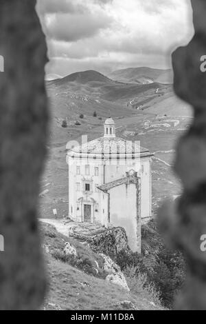 Beautiful church of Santa Maria della Pietà in Rocca Calascio, famous for the location of the famous Ladyhawke film in the province of L'Aquila, Abruz Stock Photo