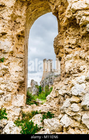 Beautifull castle of Rocca Calascio, famous for the location of the famous movie Ladyhawke in the province of L'Aquila, Abruzzo, Italy Stock Photo