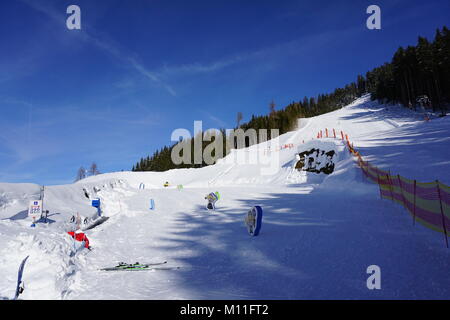 Schwaz Tyrol Pillberg  ski resort winter 2018 with a lot of snow Stock Photo