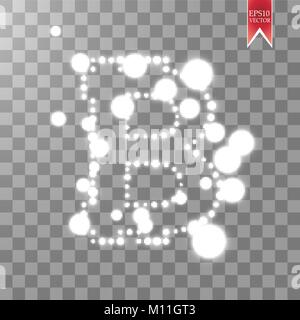 Digital bitcoins symbol with light effect on transparent backgraund. Stock Vector