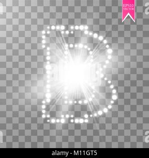 Digital bitcoins symbol with light effect on transparent backgraund. Stock Vector