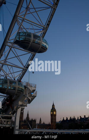 Skyline At Dusk With Moon With Waterloo Bridge Stock Photo - Alamy