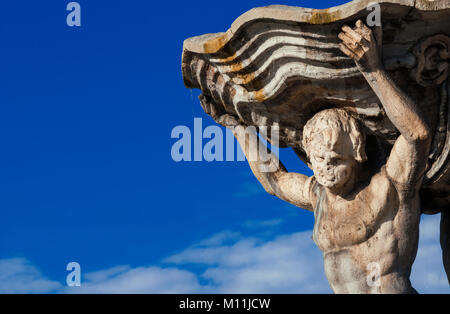 Fountain of the Tritons, beautiful baroque fountain completed in 1715, in the center of Forum Boarium square, in Rome (with copy space) Stock Photo